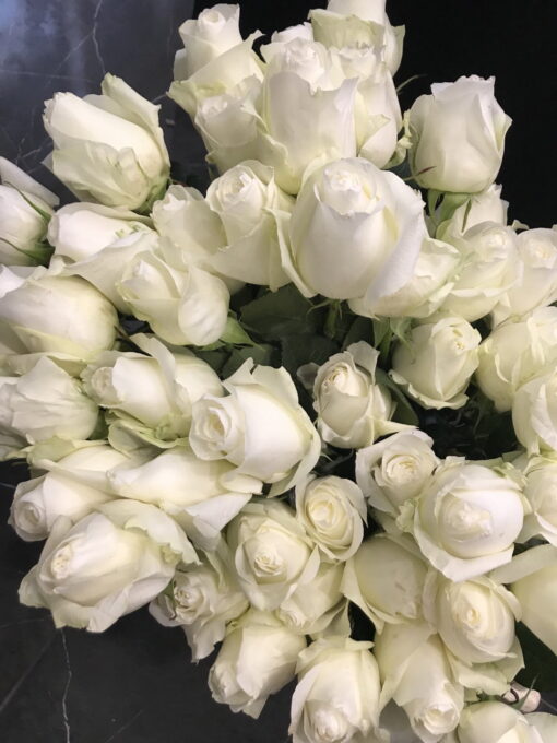 Букет 15 белых роз "Proud" Эквадор 60см
