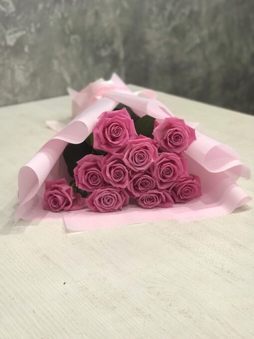 Букет из 11 розовых роз "Aqua" - 70 см