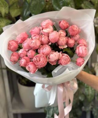 Букет з 11 гілок кущових троянд "Silva Pink"