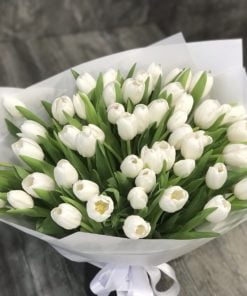 Букет из 55 белых тюльпанов “Antarctica”