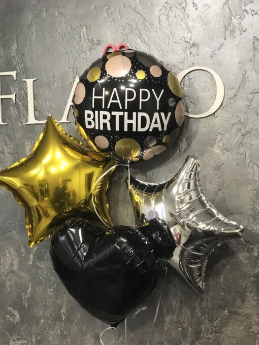 Охапка воздушных шаров "Black birthday"
