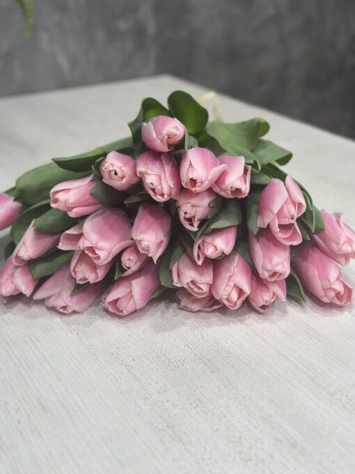 Букет 15 або 21 рожевих тюльпанів
