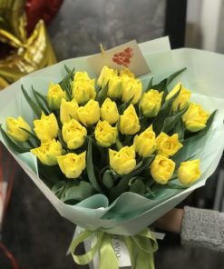 Букет из 15 или 21 Желтых Пионовидных тюльпанов