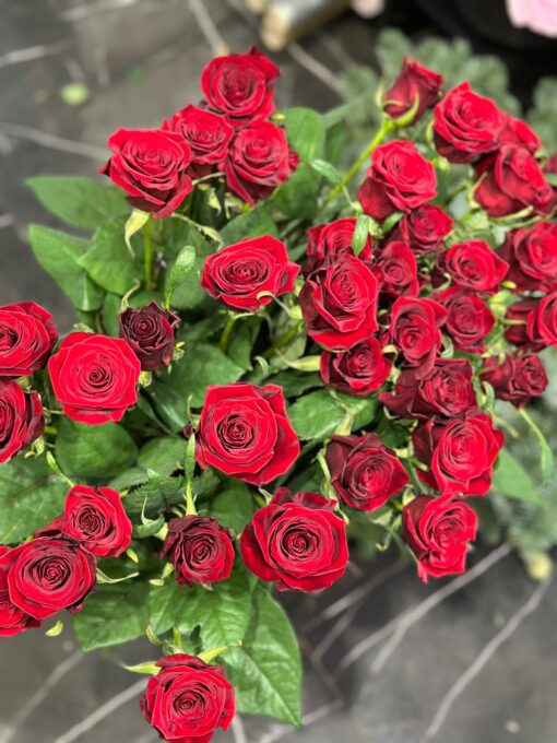 Букет з 35 червоних троянд "Гран Прі" 80 см