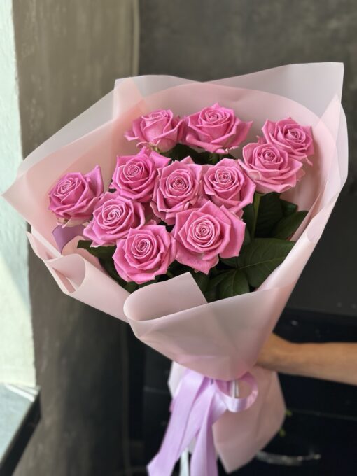 Букет з 11 рожевих троянд "Aqua" 60 см