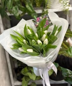 Букет 15 білих тюльпанів «Royal Virgin»
