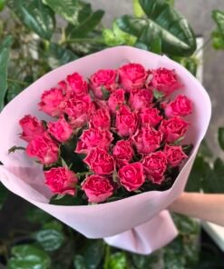 Букет з 25 малинових троянд "Roseberry" 70 см