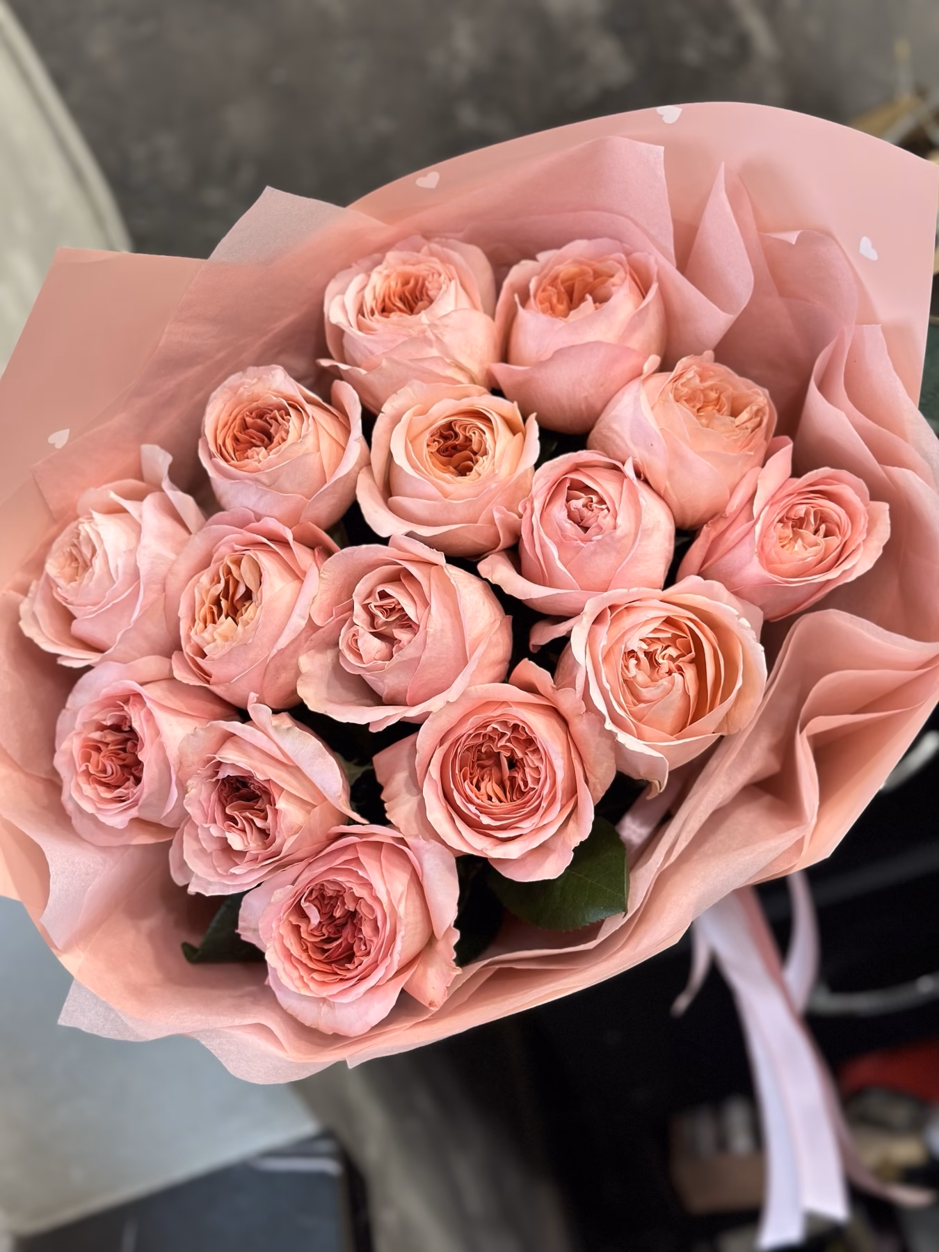 Букет з 15 піоноподібних троянд "Pink Expression" Еквадор