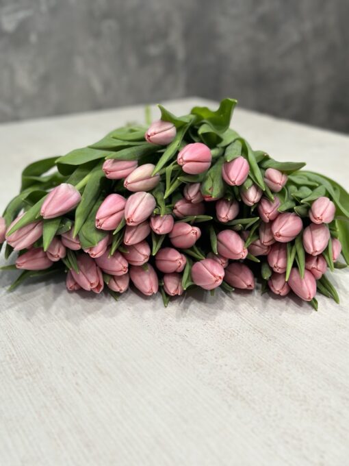 Букет з 15 або 25 рожевих тюльпанів “Tresor”