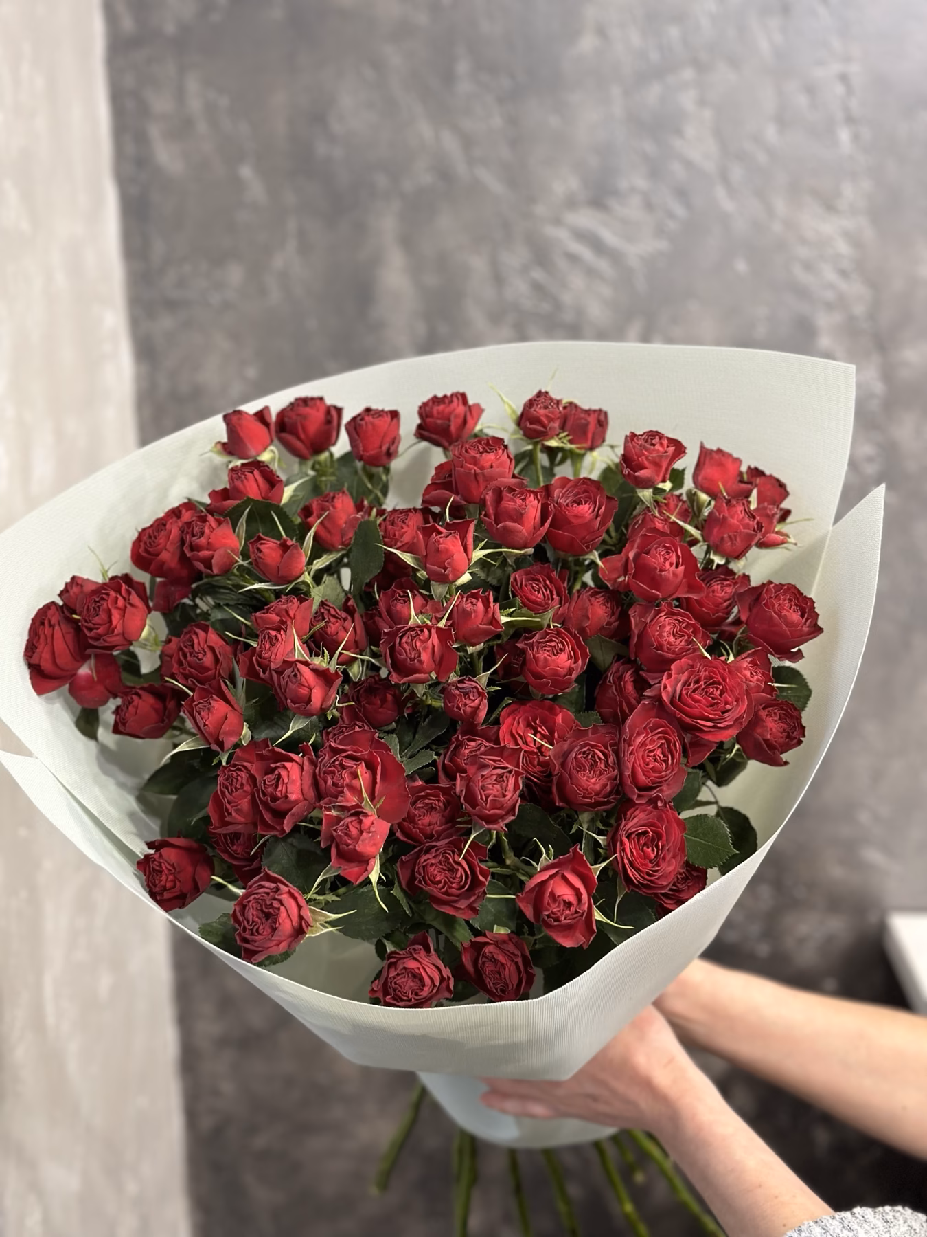 Букет з 15 гілок кущових троянд Red Trendsetter
