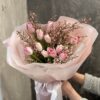 Букет з рожевих тюльпанів та геністи #103
