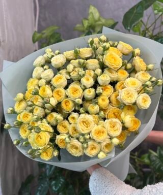 Букет 15 або 25 гілок кущових троянд "Lemon Trendsetter"