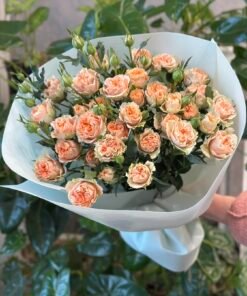 Букет з 7 гілок піоноподібних кущових троянд «Aureus»
