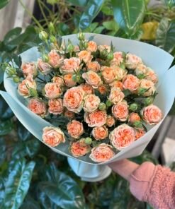 Букет з 11 гілок піоноподібних кущових троянд «Aureus»