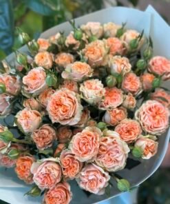 Букет з 9 гілок піоноподібних кущових троянд «Aureus»