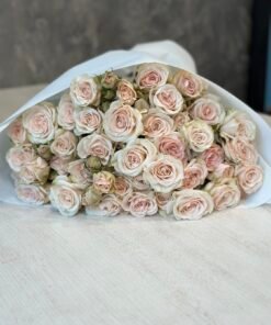 Букет з 11 гілок кремових кущових троянд «B.S Volans»