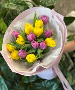 Букет мікс 15 піоноподібних тюльпанів