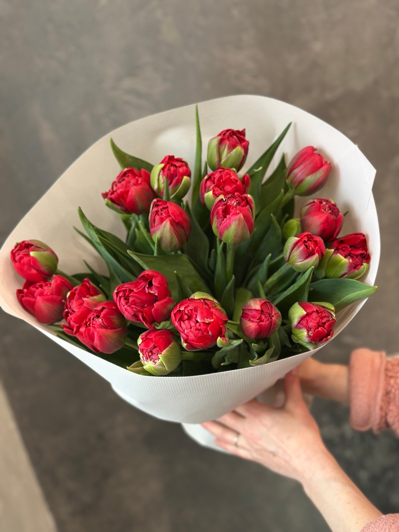 Букет з піоноподібних тюльпанів “Hattrick” 19 шт