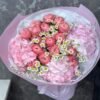 Букет з гортензіями, кущовими піоноподібними трояндами та ромашками # 124