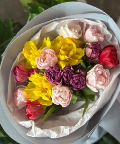 Букет 15 піоноподібних тюльпанів Мікс