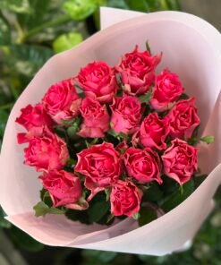 Букет з 15 малинових троянд "Roseberry" 70 см