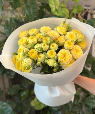 Букет 9 гілок кущових троянд "Lemon Trendsetter"