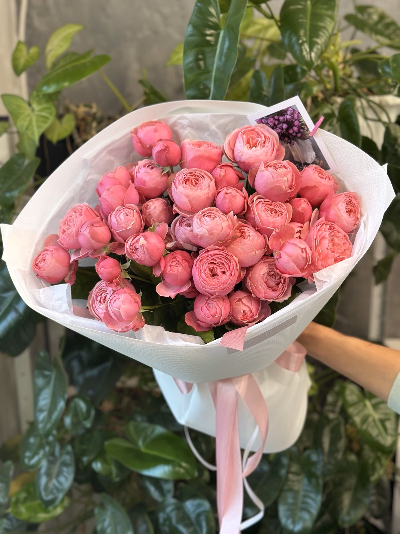 Букет з 9 гілок кущових троянд "Silva Pink"